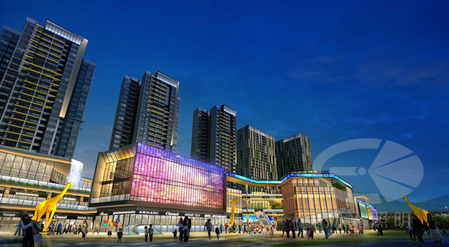 童夢廣場建筑夜景照明設(shè)計(jì)建筑外立面效果圖一
